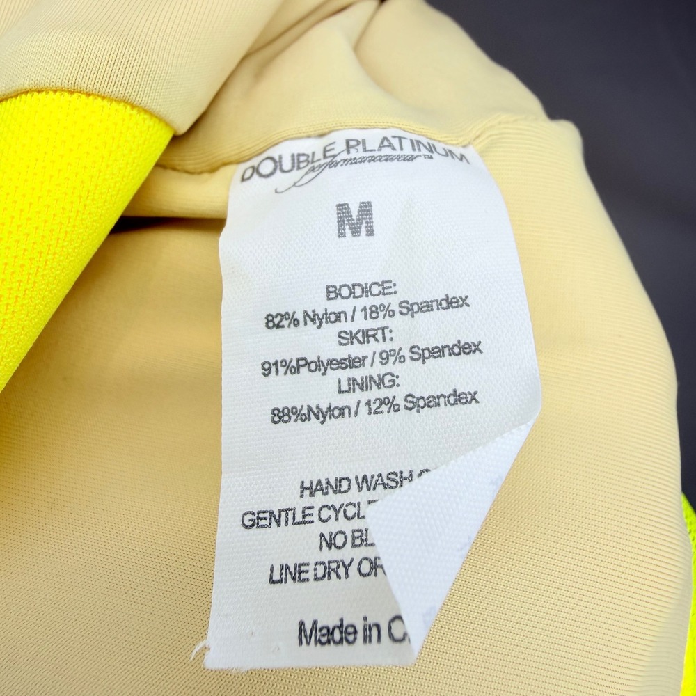 Double Platinum Size Medium Neon Yellow Rhinestone Leo and Skirt Dance Costume - Picture 10 of 10
